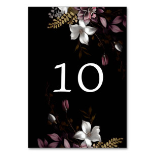 Florence Dark Floral Wedding Table Number