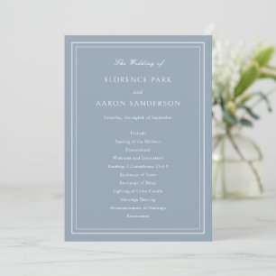 Florence Dusty Blue Elegant Wedding Programme