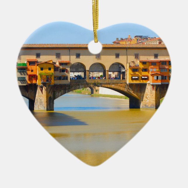 Florence -Firenze, Ponte vecchio Ceramic Tree Decoration (Front)