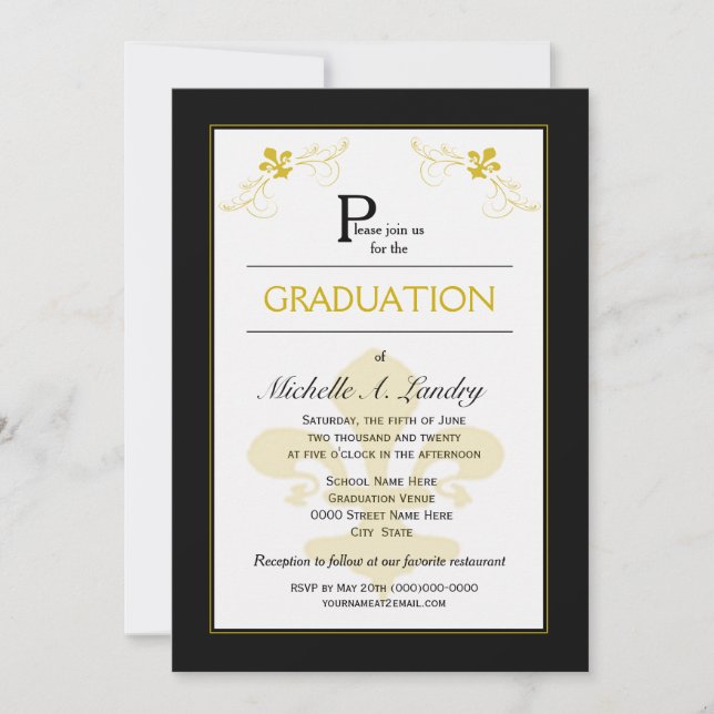 Florence Fleur de Lis Graduation Invitation (Front)