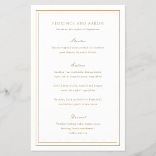 Florence Gold Elegant Wedding Menu