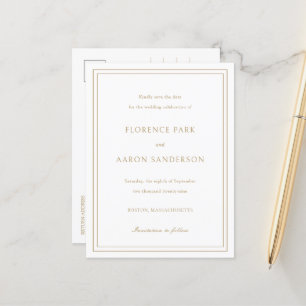 Florence Gold Elegant Wedding Save the Date Announcement Postcard