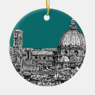 Florence in turquoise ceramic tree decoration