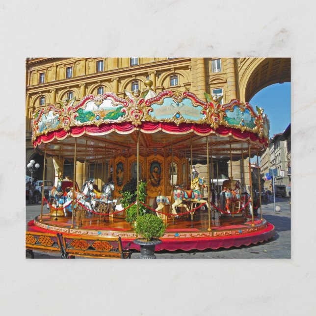 Florence Italy Antique Carousel Postcard (Front)
