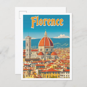 Florence Italy Art Vintage Travel Illustration Postcard