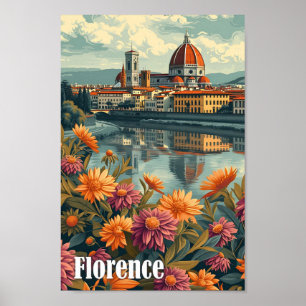 Florence Italy Artistic Travel Illustration Poster
