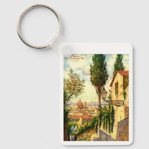 Florence, Italy, Beautiful Street Scene Vintage Key Ring