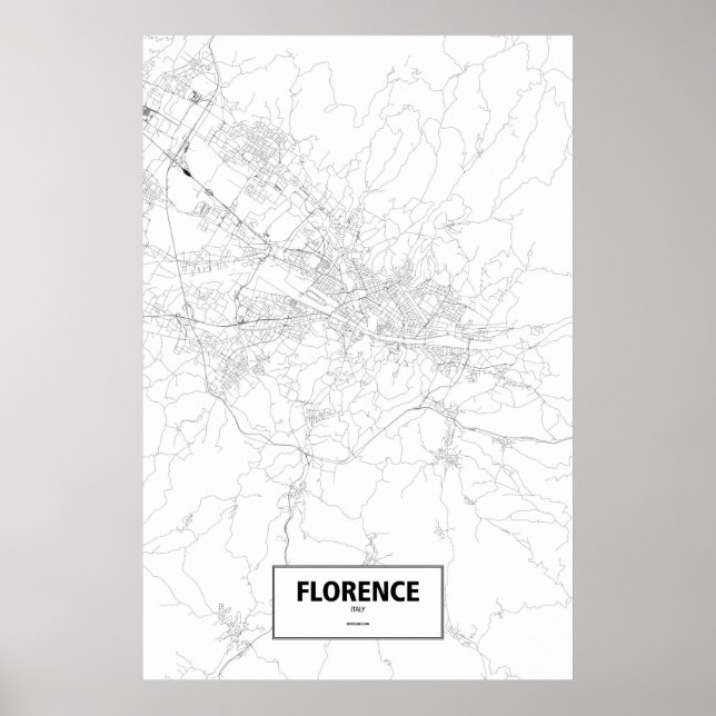 Florence, Italy (black on white) Poster (Front)