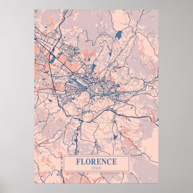 Florence - Italy Breezy City Map  Poster (Front)