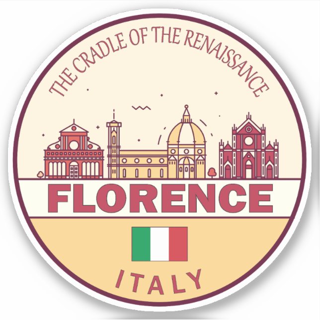 Florence Italy City Skyline Emblem (Front)