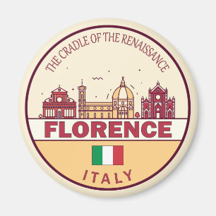 Florence Italy City Skyline Emblem Magnet
