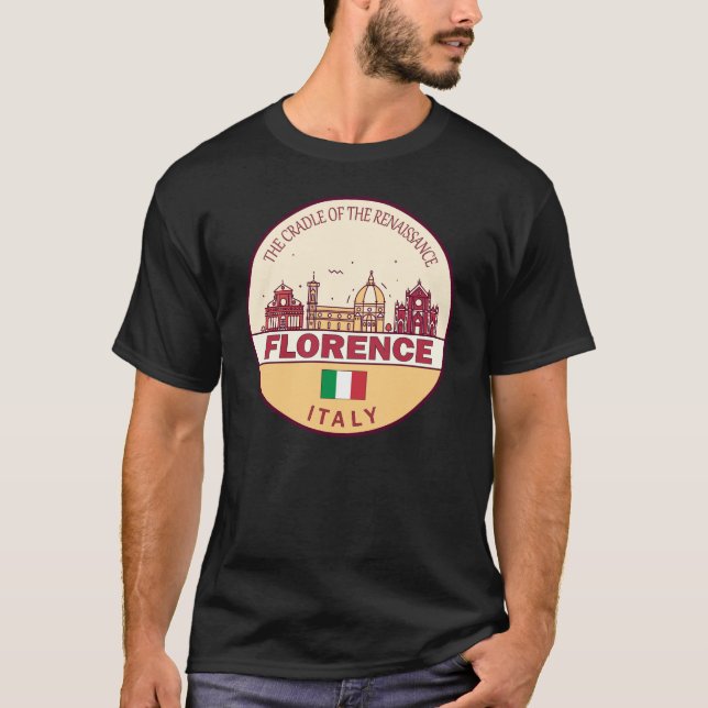Florence Italy City Skyline Emblem T-Shirt (Front)
