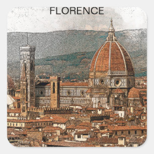 Florence Italy Duomo Cathedral Travel Square Sticker