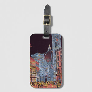 Florence Italy, Duomo di Firenze Street Scene Art Luggage Tag