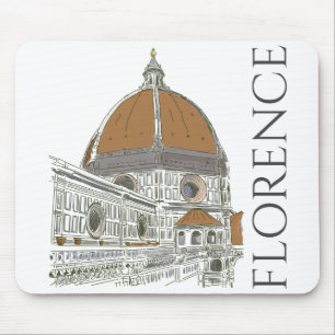 Florence Italy Duomo Pen and Ink Colour Drawing Mouse Mat