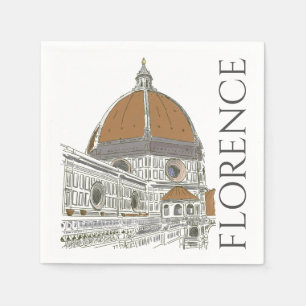 Florence Italy Duomo Pen and Ink Illustration Napkin