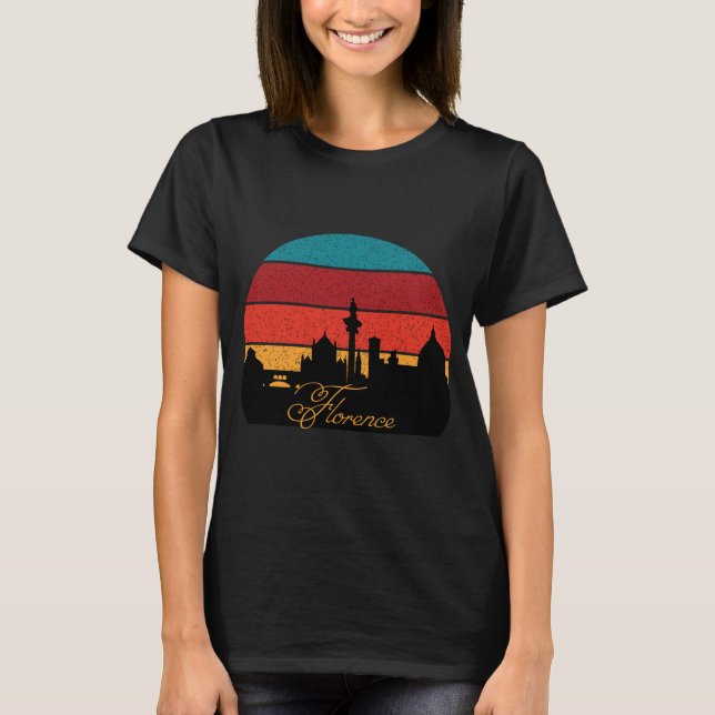Florence Italy Duomo Skyline Retro Travel T-Shirt (Front)