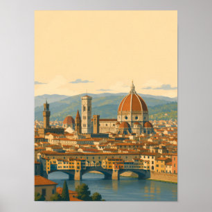 Florence Italy Duomo Vintage Travel Poster