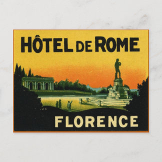Florence Italy HOTEL DeROME Postcard