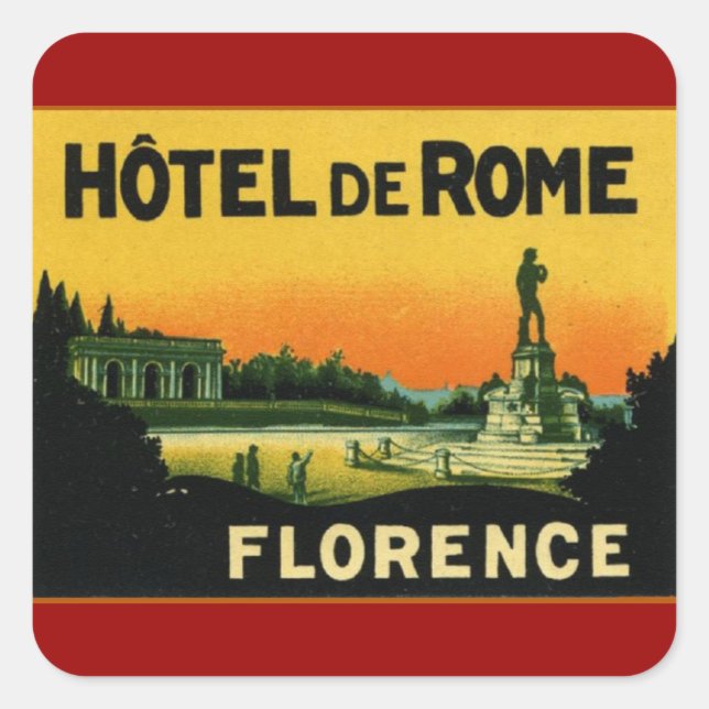 Florence Italy HOTEL DeROME Square Sticker (Front)
