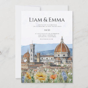 Florence Italy landscape Watercolor Wedding Invitation