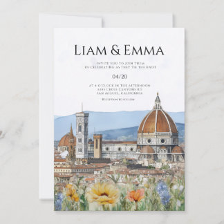 Florence Italy landscape Watercolor Wedding Invitation