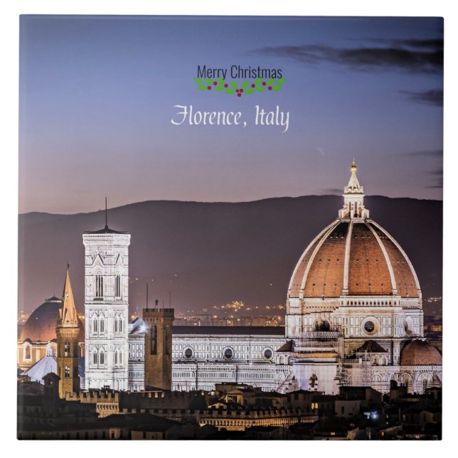 Florence, Italy, Merry Christmas Tile (Front)