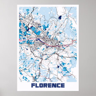Florence - Italy MilkTea City Map Poster