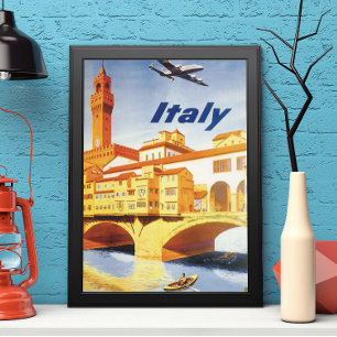 Florence Italy Ponte Vecchio Bridge Vintage Travel Poster