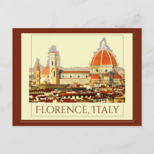 Florence, Italy Retro Travel Poster Postcard