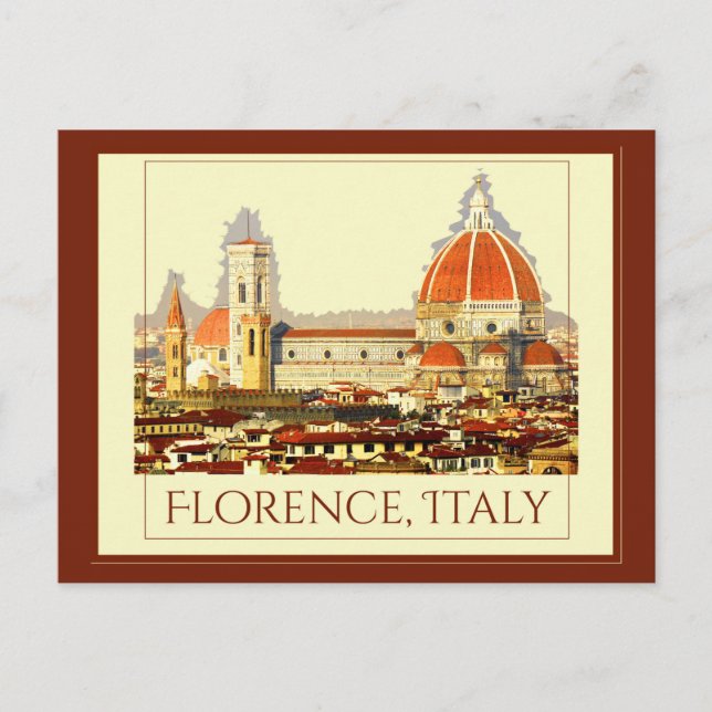 Florence, Italy Retro Travel Poster Postcard (Front)
