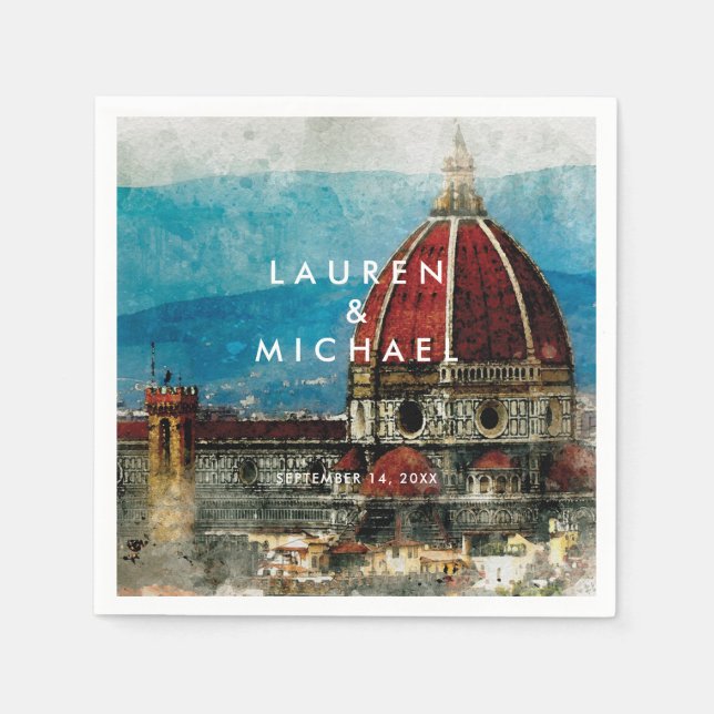 Florence italy scenic summer wedding napkins (Front)