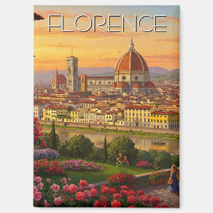 Florence Italy Skyline Sunset Magnet