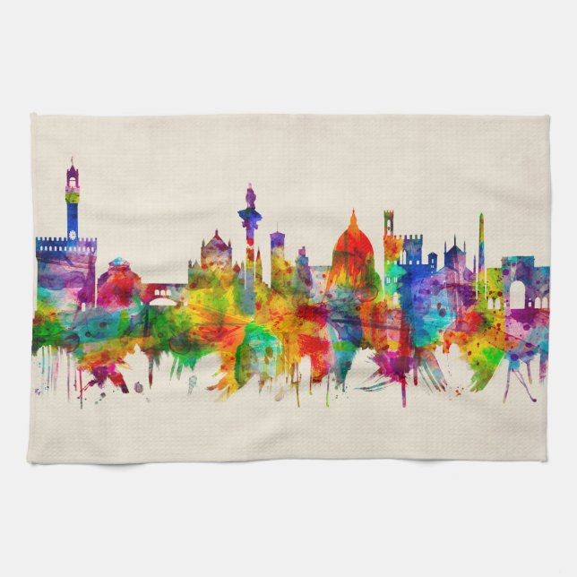 Florence Italy Skyline Tea Towel (Horizontal)