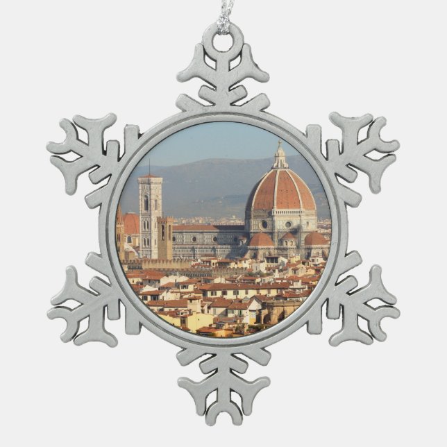 Florence, Italy Snowflake Pewter Christmas Ornament (Front)
