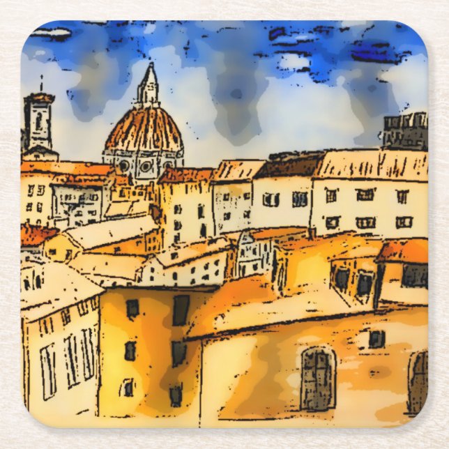 Florence Italy  Square Paper Coaster (Front)