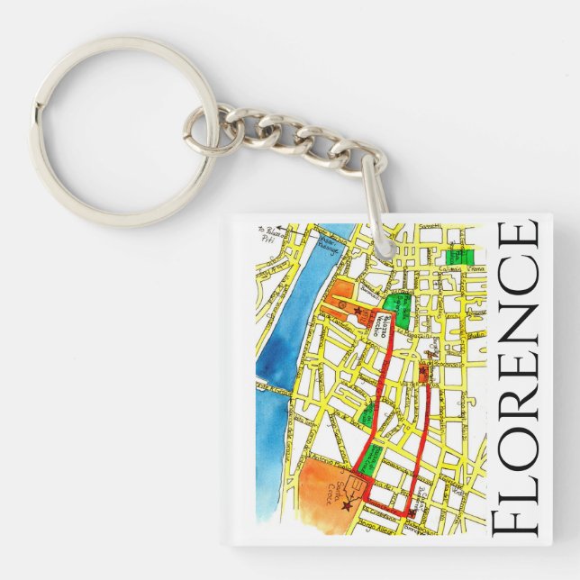 Florence Italy Street Map Fun and Colourful Key Ring (Front)