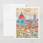Florence Italy Travel Place Watercolor