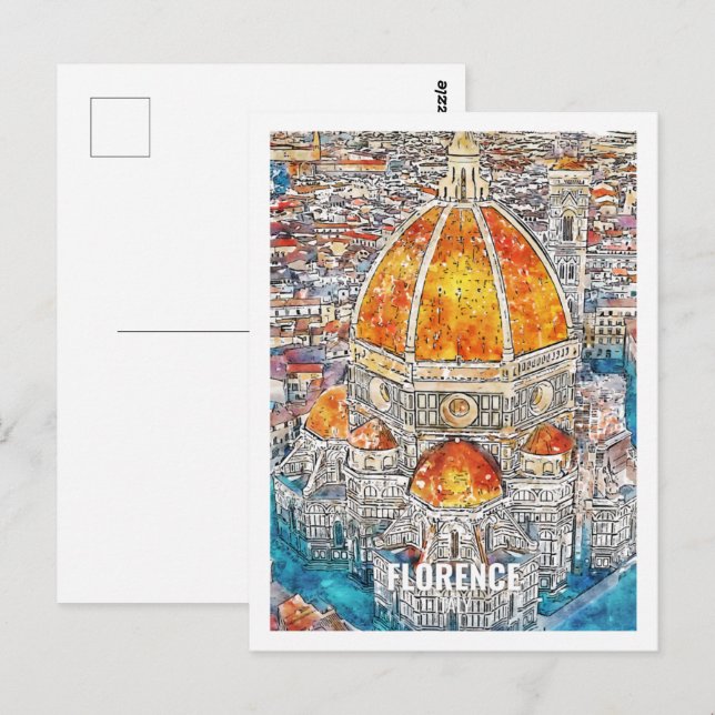 Florence Italy Travel Place Watercolor Postcard (Front/Back)