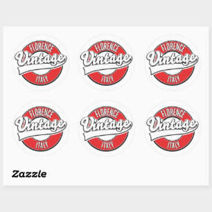 florence italy vintage style logo classic round sticker