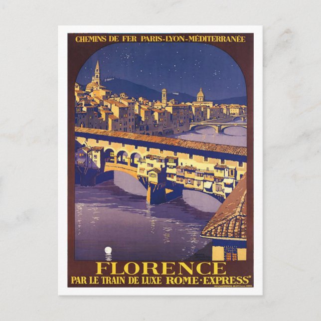 Florence, Italy, vintage travel poster Postcard (Front)