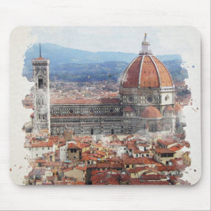 Florence Italy Watercolor Art Mouse Mat