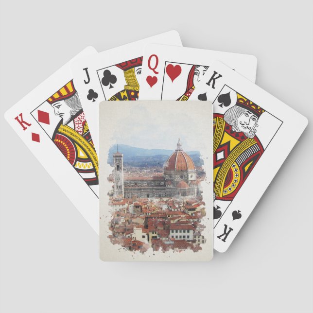 Florence Italy Watercolor Art Playing Cards (Back)