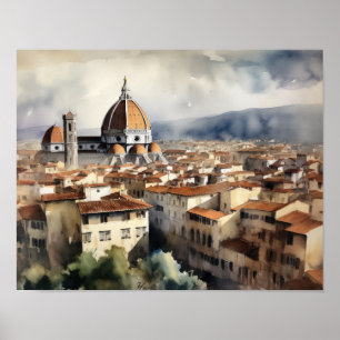 Florence Italy Watercolor Art Print Poster