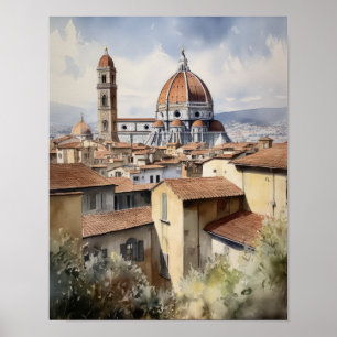 Florence Italy Watercolor Art Print Poster