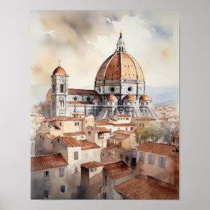 Florence Italy Watercolor Art Print Poster