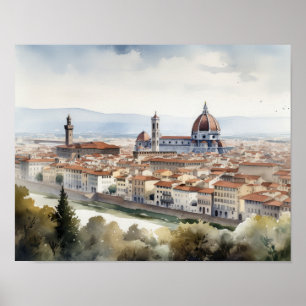 Florence Italy Watercolor Art Print Poster