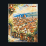 Florence Italy Watercolor Illustration Travel Postcard<br><div class="desc">Anyone would love to receive this Italian travel postcard featuring a beautiful watercolor illustration of Florence,  Italy!</div>