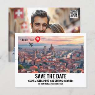 Florence Italy watercolor photo save the date Postcard