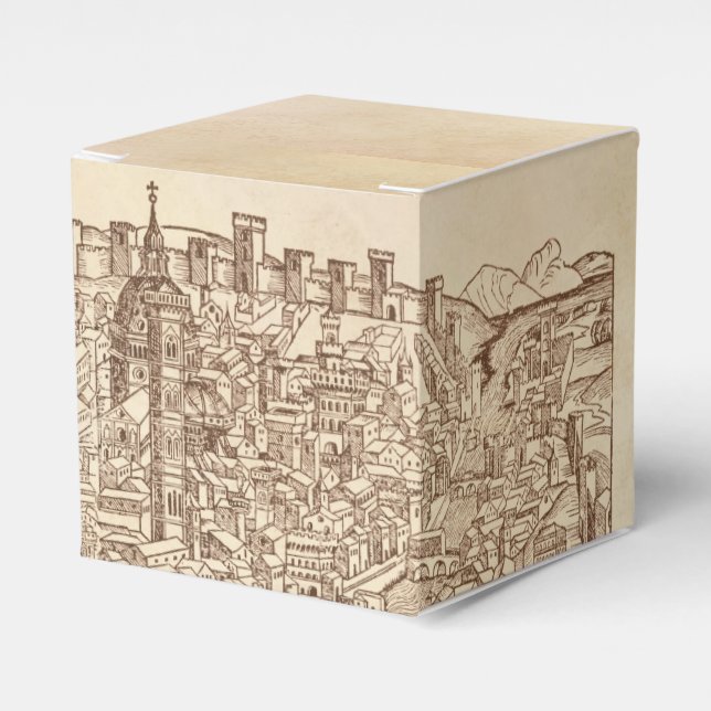 Florence, Mediaeval Woodcut Favour Box (Front Side)